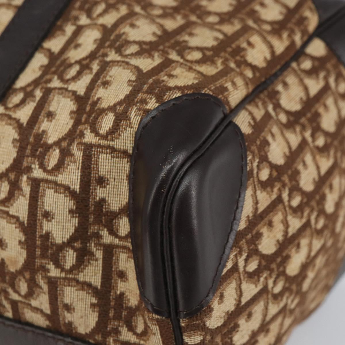 Christian Dior Trotter Canvas Boston Bag Beige Gold Auth 165414