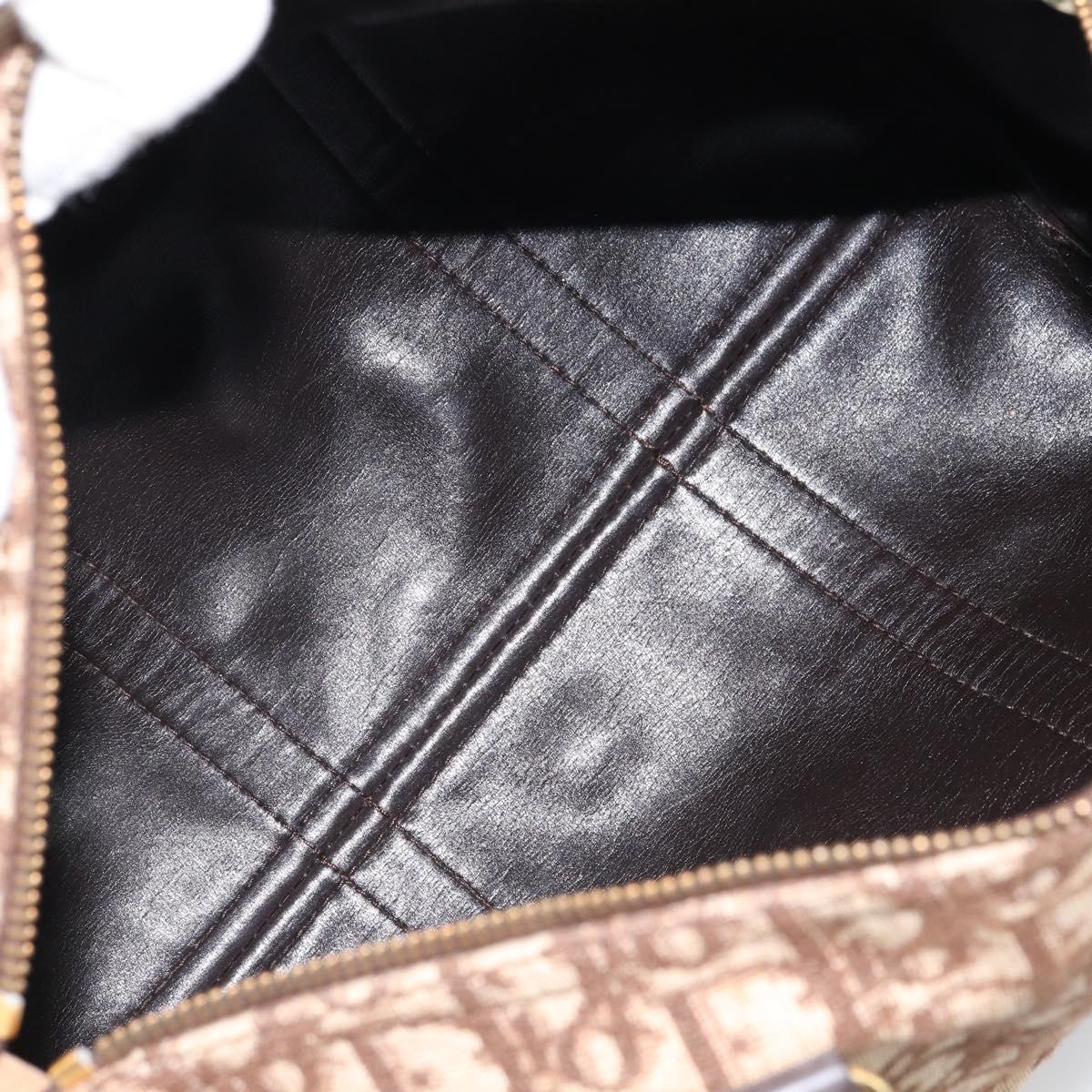 Christian Dior Trotter Canvas Boston Bag Beige Gold Auth 165414