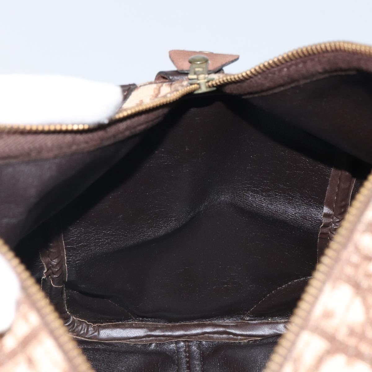 Christian Dior Trotter Canvas Boston Bag Beige Gold Auth 165414