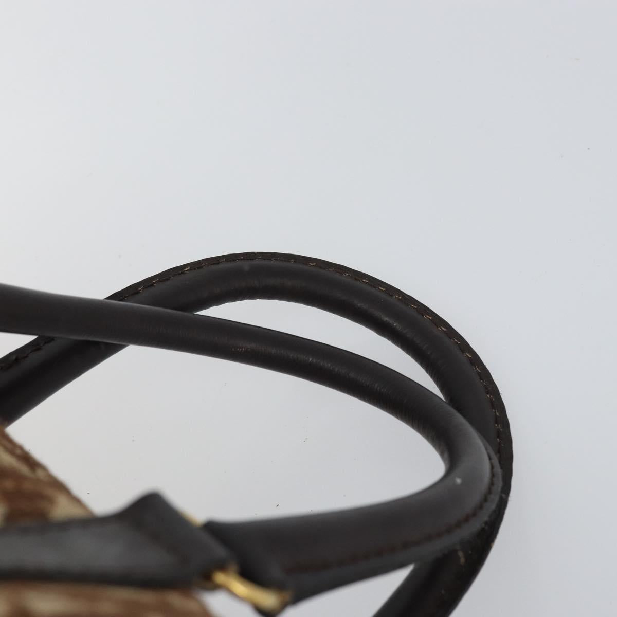 Christian Dior Trotter Canvas Boston Bag Beige Gold Auth 165414