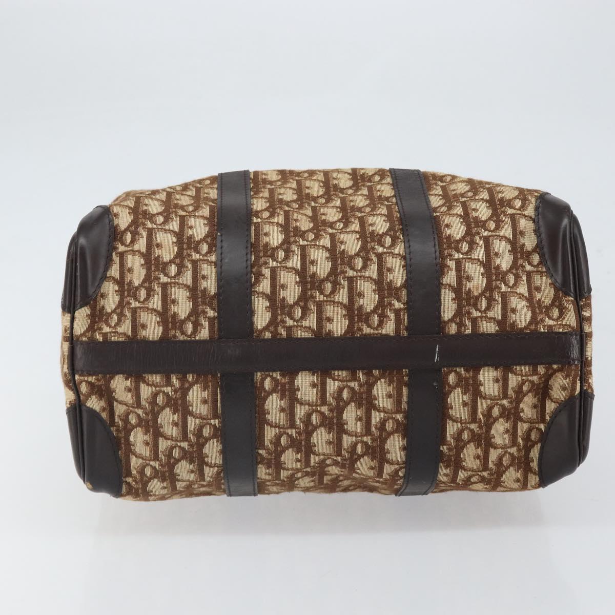 Christian Dior Trotter Canvas Boston Bag Beige Gold Auth 165414