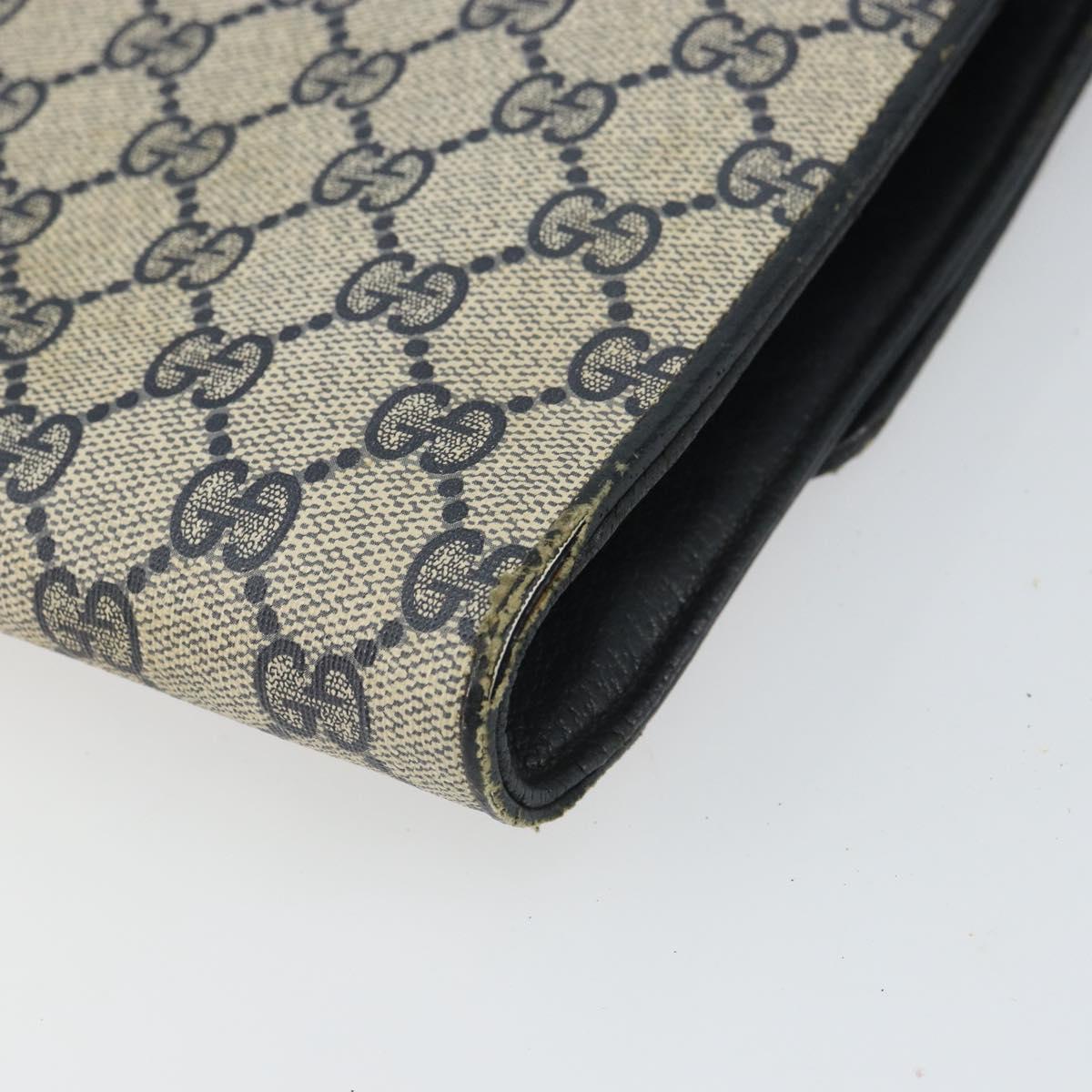 GUCCI GG Supreme Shoulder Bag PVC Navy Gold 94 02 050 Auth 165417