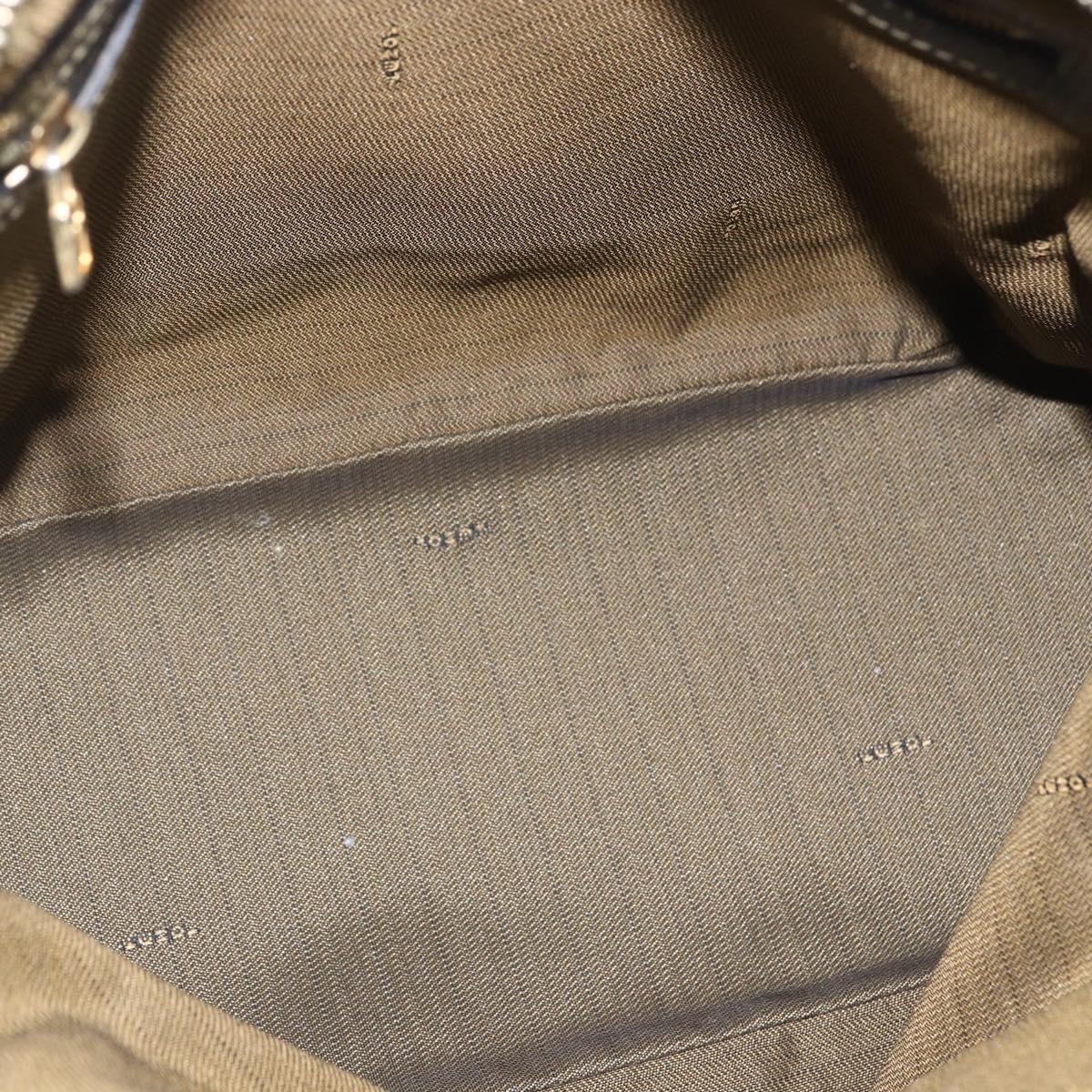 FENDI Pecan Canvas Hand Bag 2way Black Brown gold Auth 165418