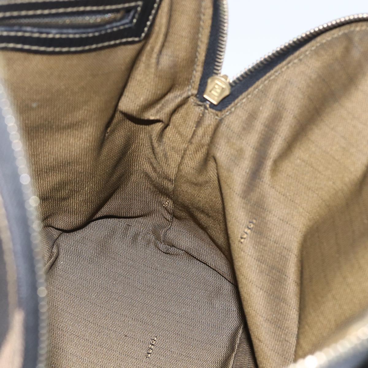 FENDI Pecan Canvas Hand Bag 2way Black Brown gold Auth 165418