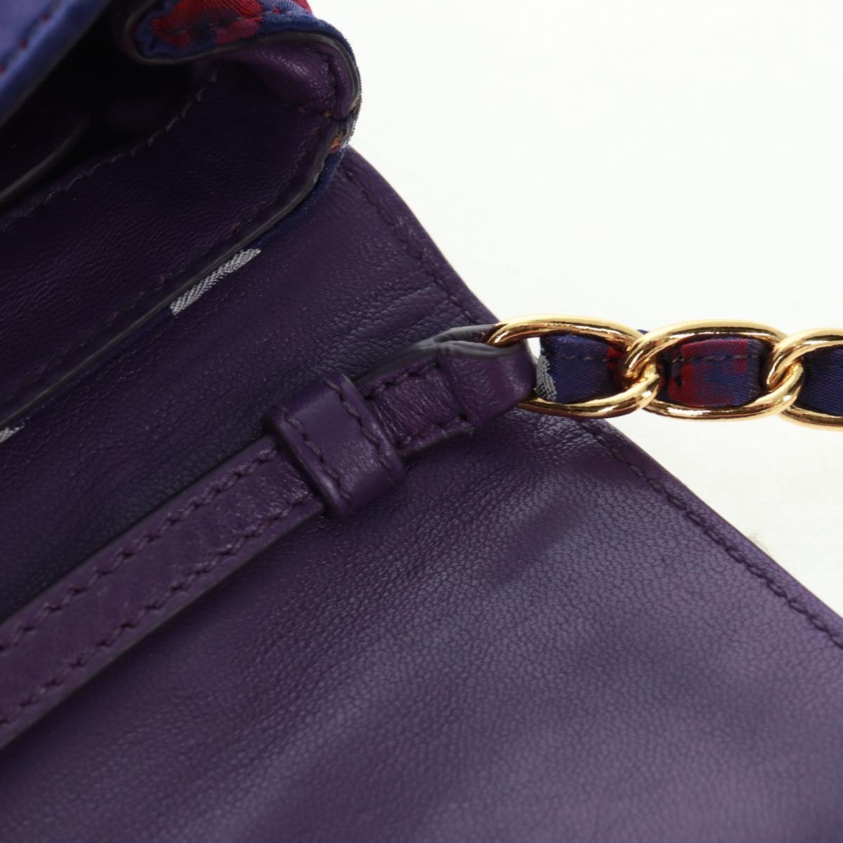 PRADA Chain Shoulder Bag Satin Purple Gold Auth 165419V