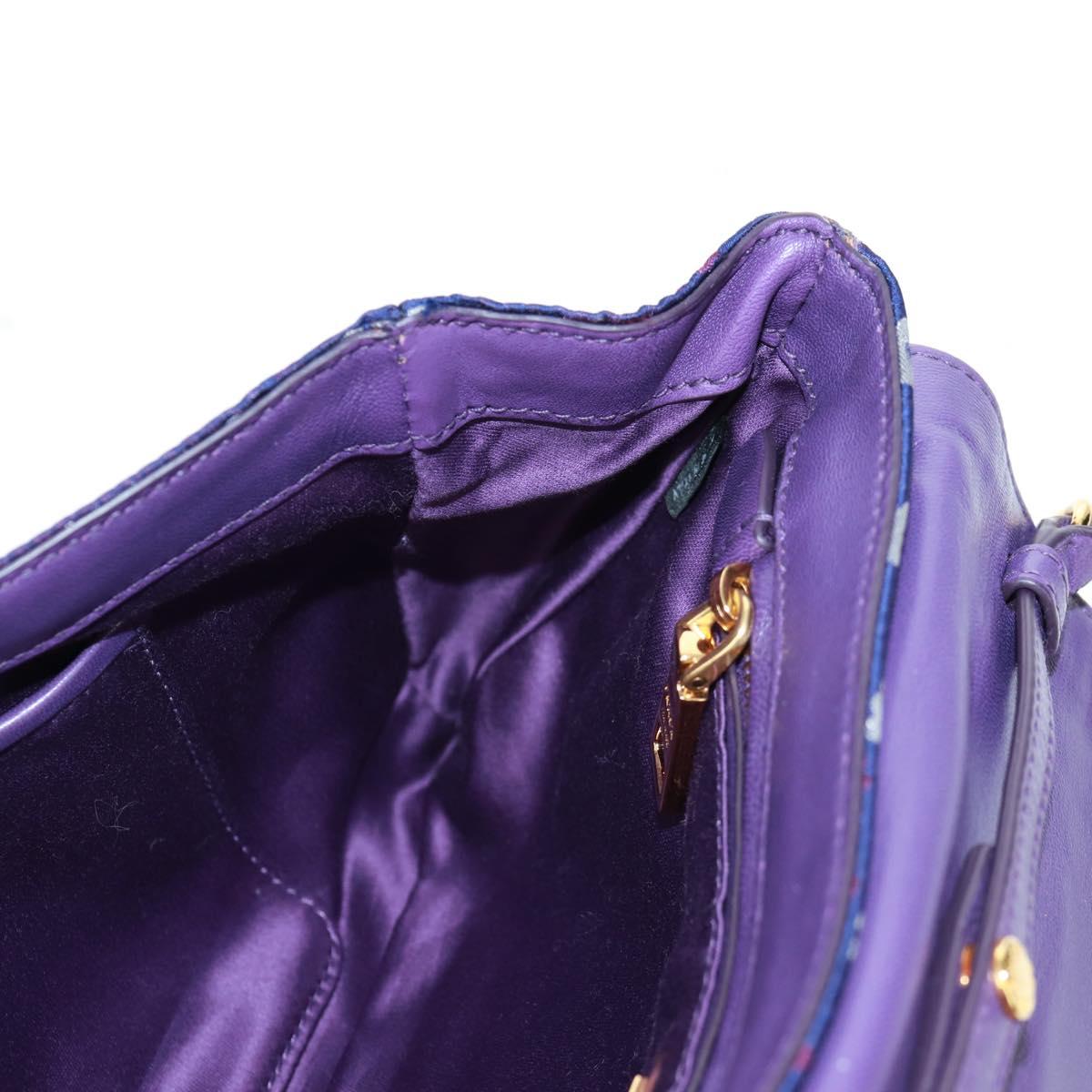 PRADA Chain Shoulder Bag Satin Purple Gold Auth 165419V