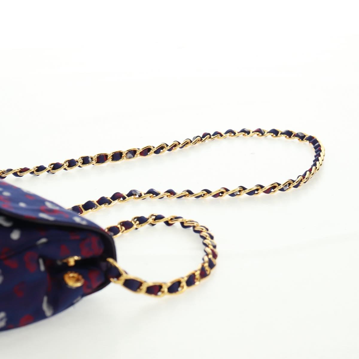 PRADA Chain Shoulder Bag Satin Purple Gold Auth 165419V