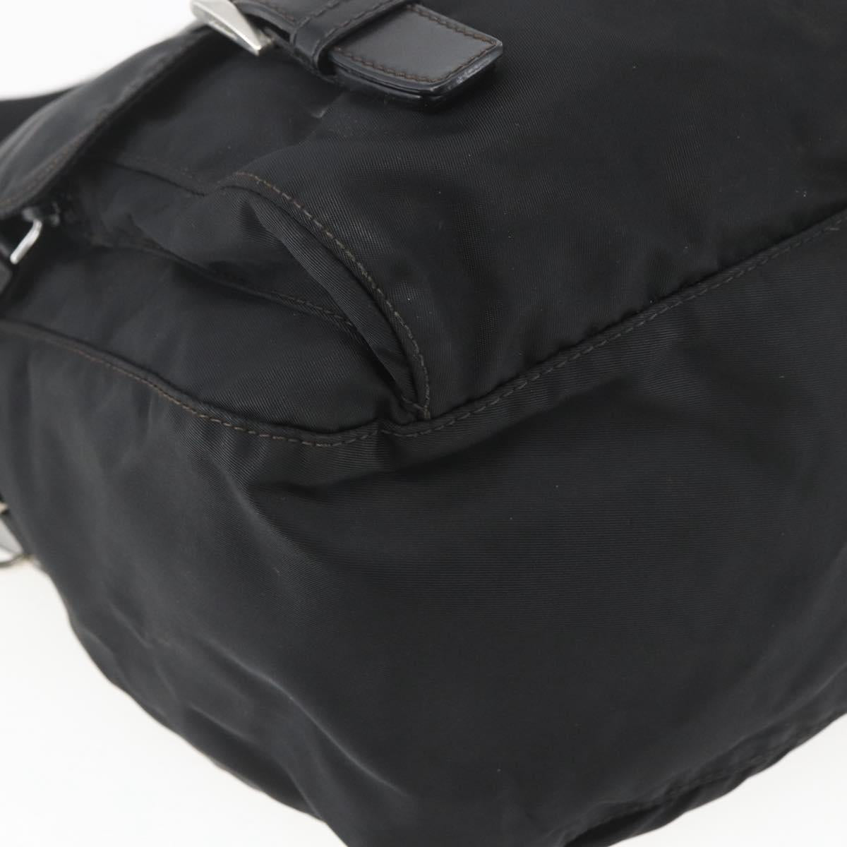 PRADA Shoulder Bag Nylon Black Silver Auth 165424