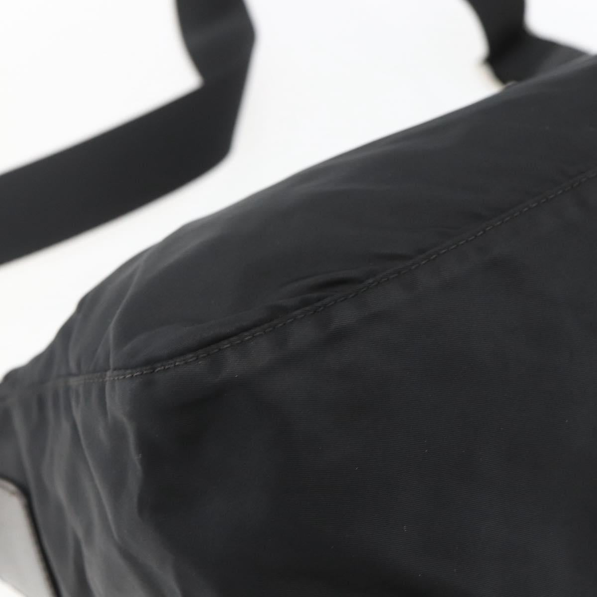 PRADA Shoulder Bag Nylon Black Silver Auth 165424