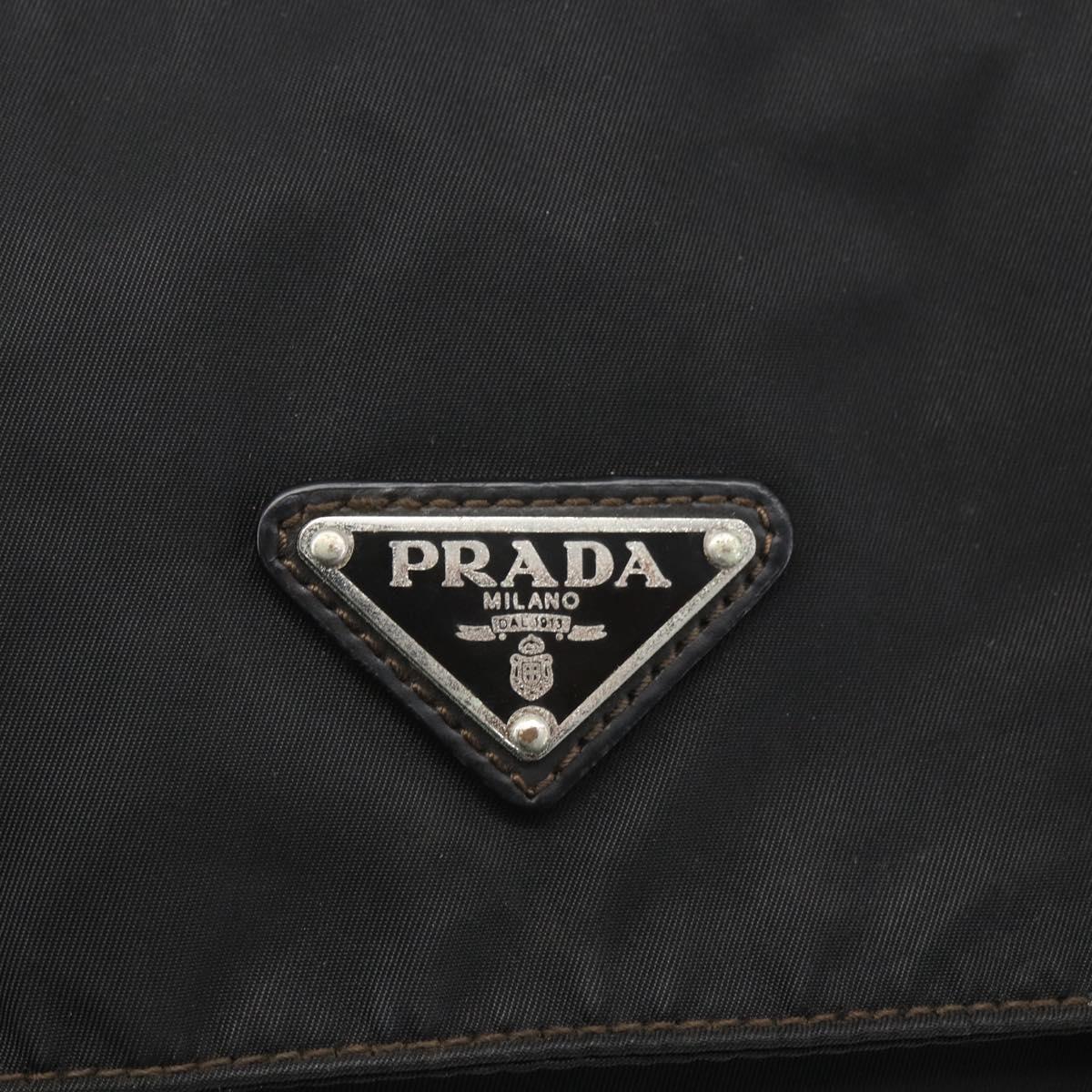 PRADA Shoulder Bag Nylon Black Silver Auth 165424