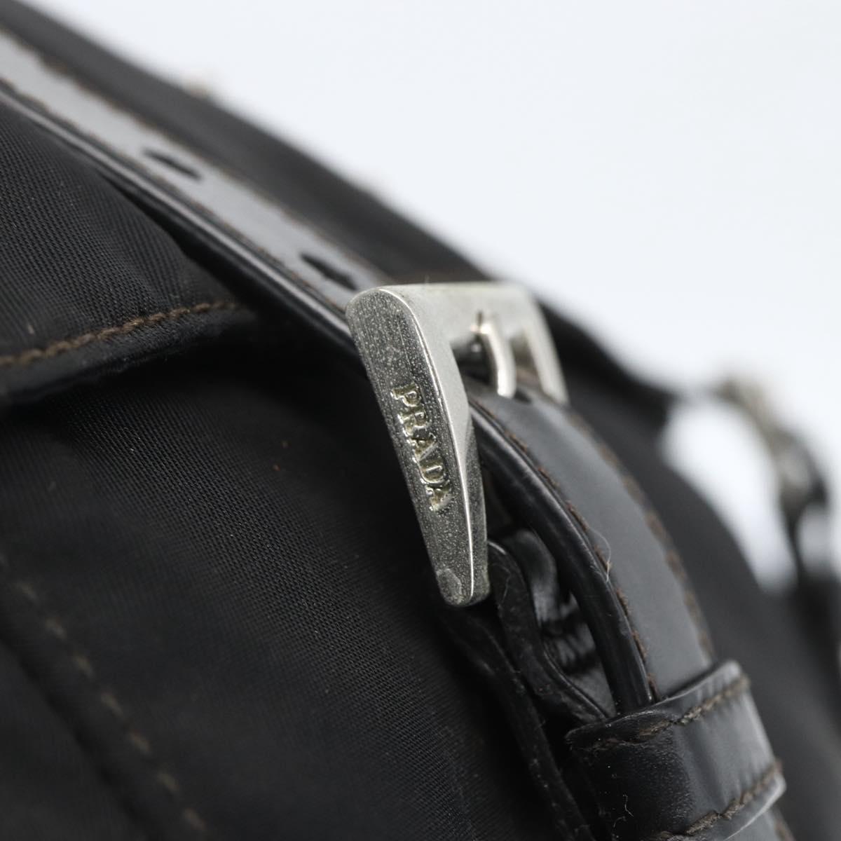 PRADA Shoulder Bag Nylon Black Silver Auth 165424