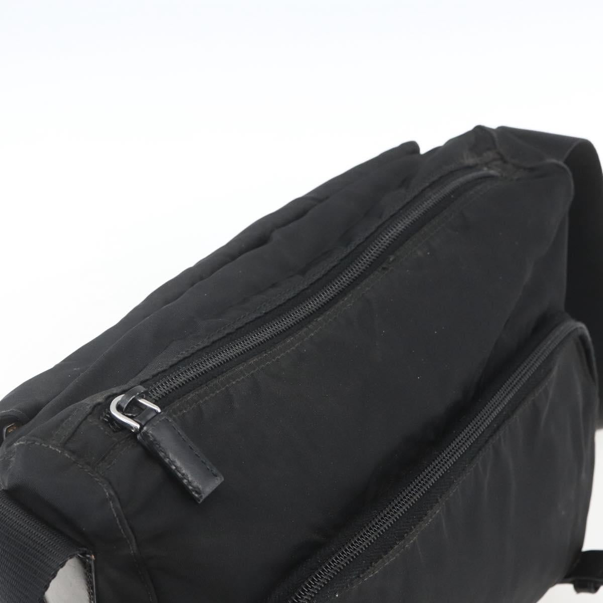 PRADA Shoulder Bag Nylon Black Silver Auth 165424