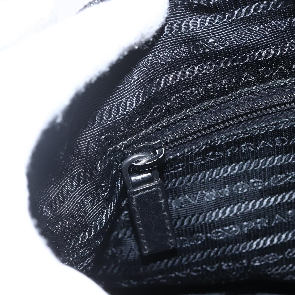 PRADA Shoulder Bag Nylon Black Silver Auth 165424