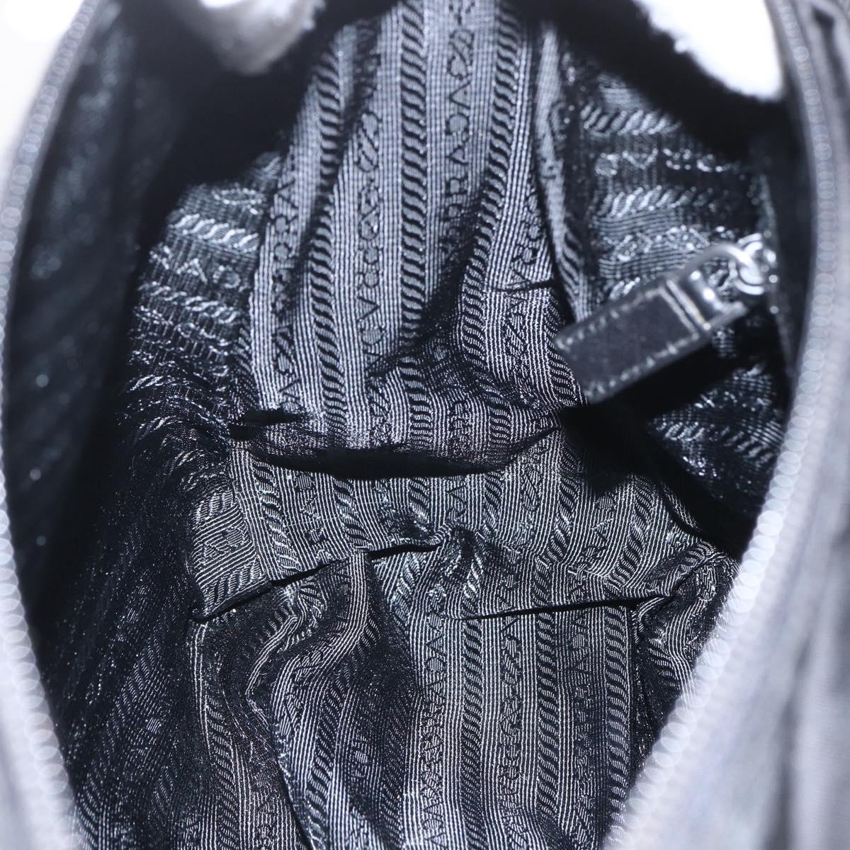 PRADA Shoulder Bag Nylon Black Silver Auth 165424