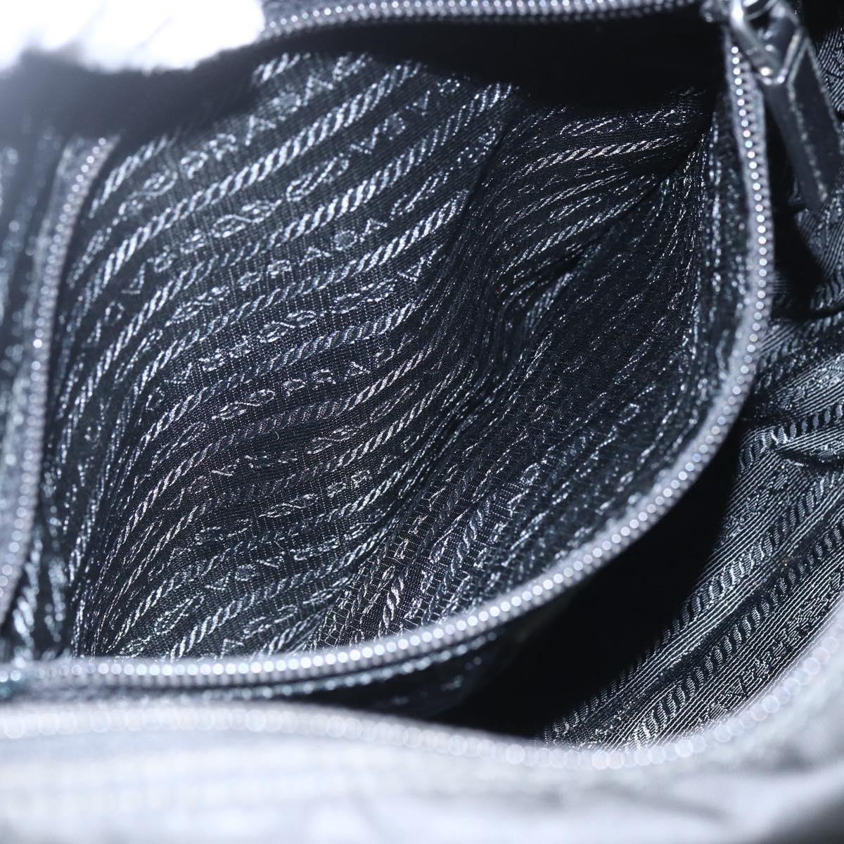 PRADA Shoulder Bag Nylon Black Silver Auth 165424