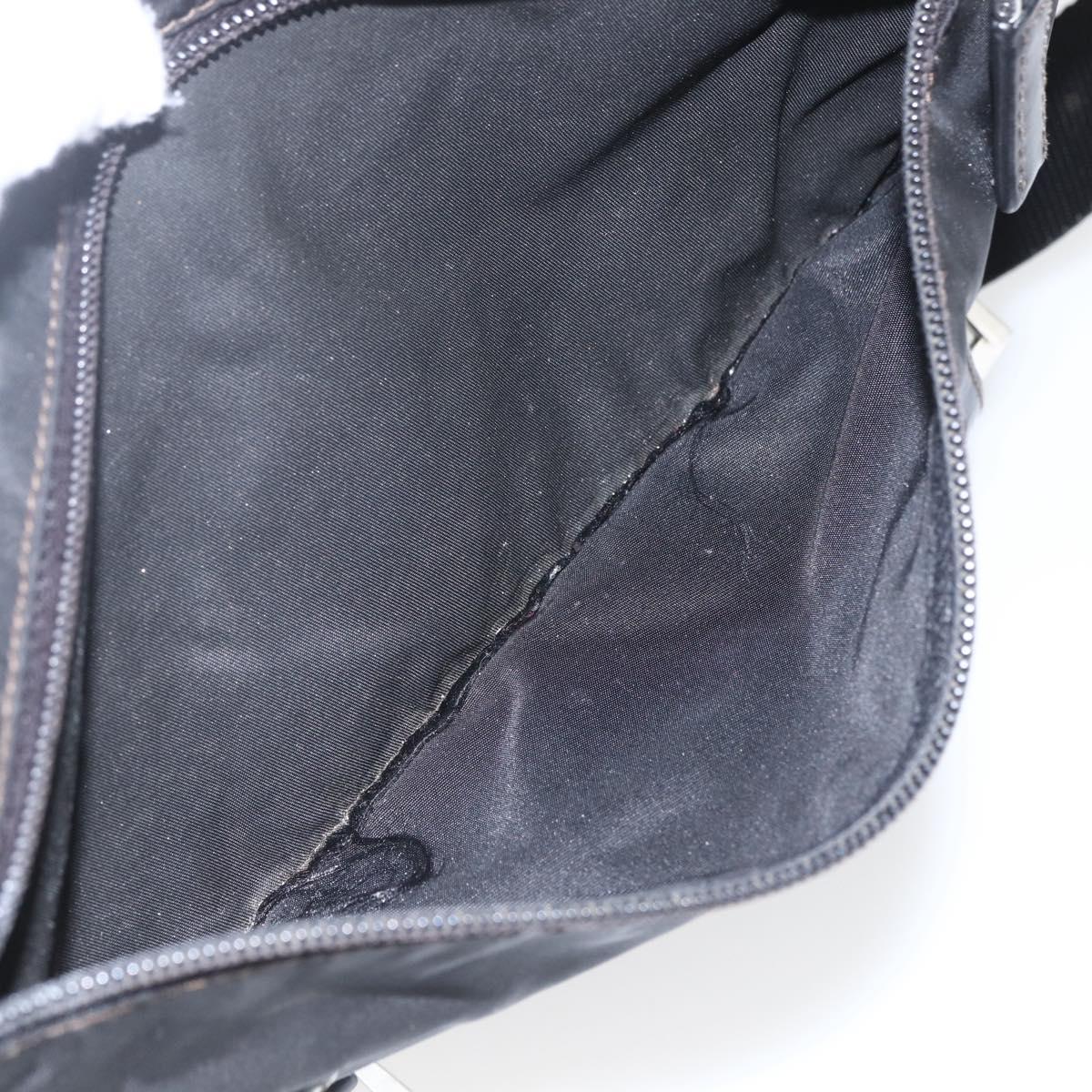 PRADA Shoulder Bag Nylon Black Silver Auth 165424