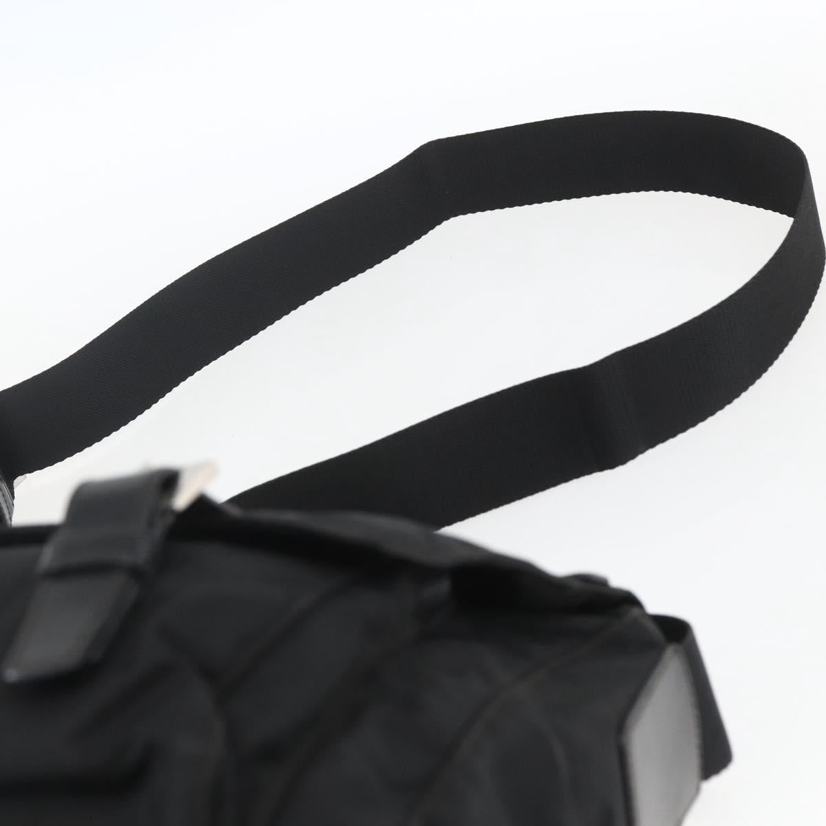 PRADA Shoulder Bag Nylon Black Silver Auth 165424
