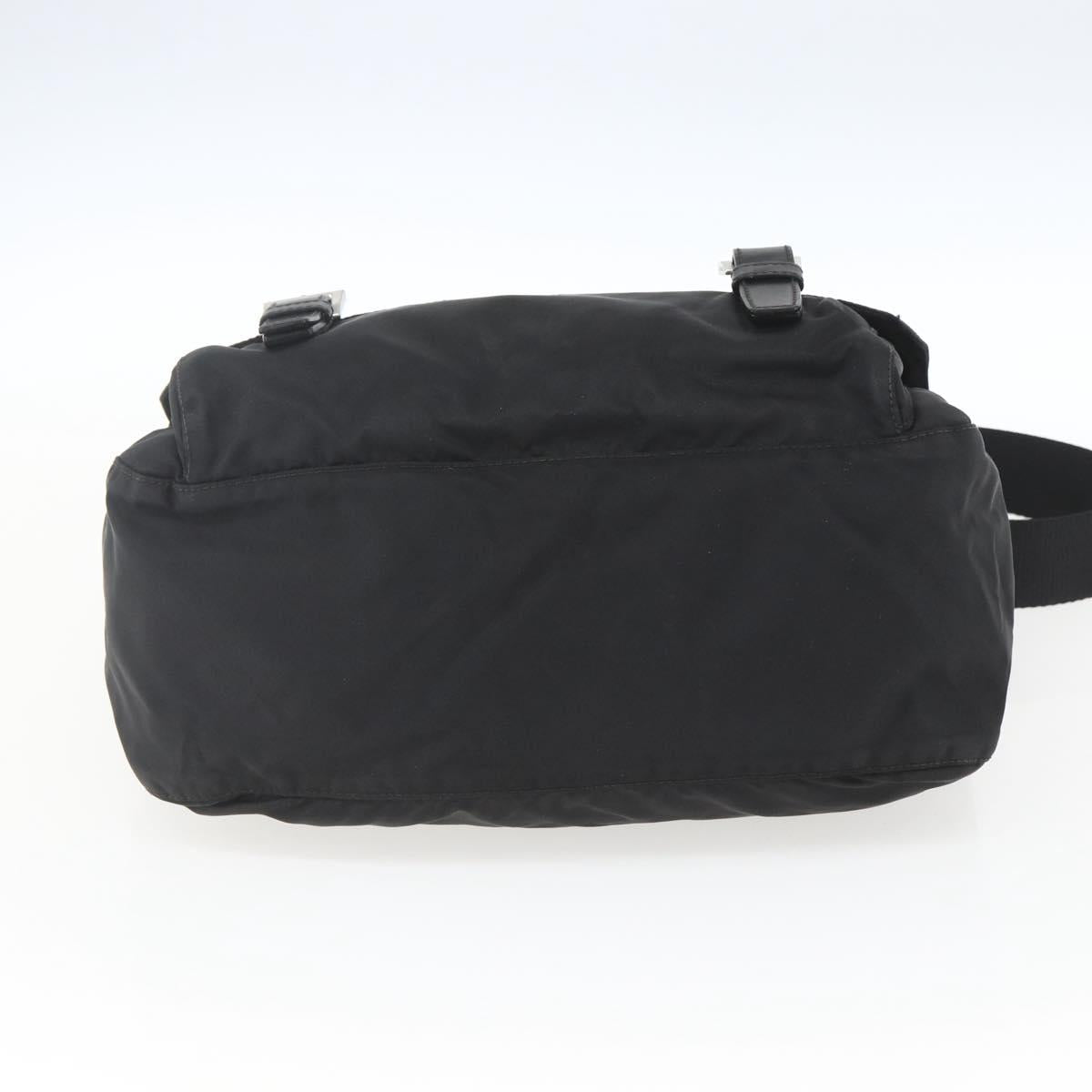 PRADA Shoulder Bag Nylon Black Silver Auth 165424