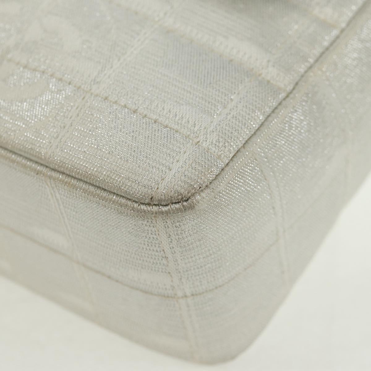 CHANEL New Travel line Choco Bar 25 Chain Bag Nylon Silver CC Auth 165427V