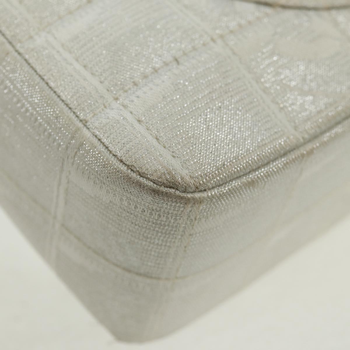 CHANEL New Travel line Choco Bar 25 Chain Bag Nylon Silver CC Auth 165427V