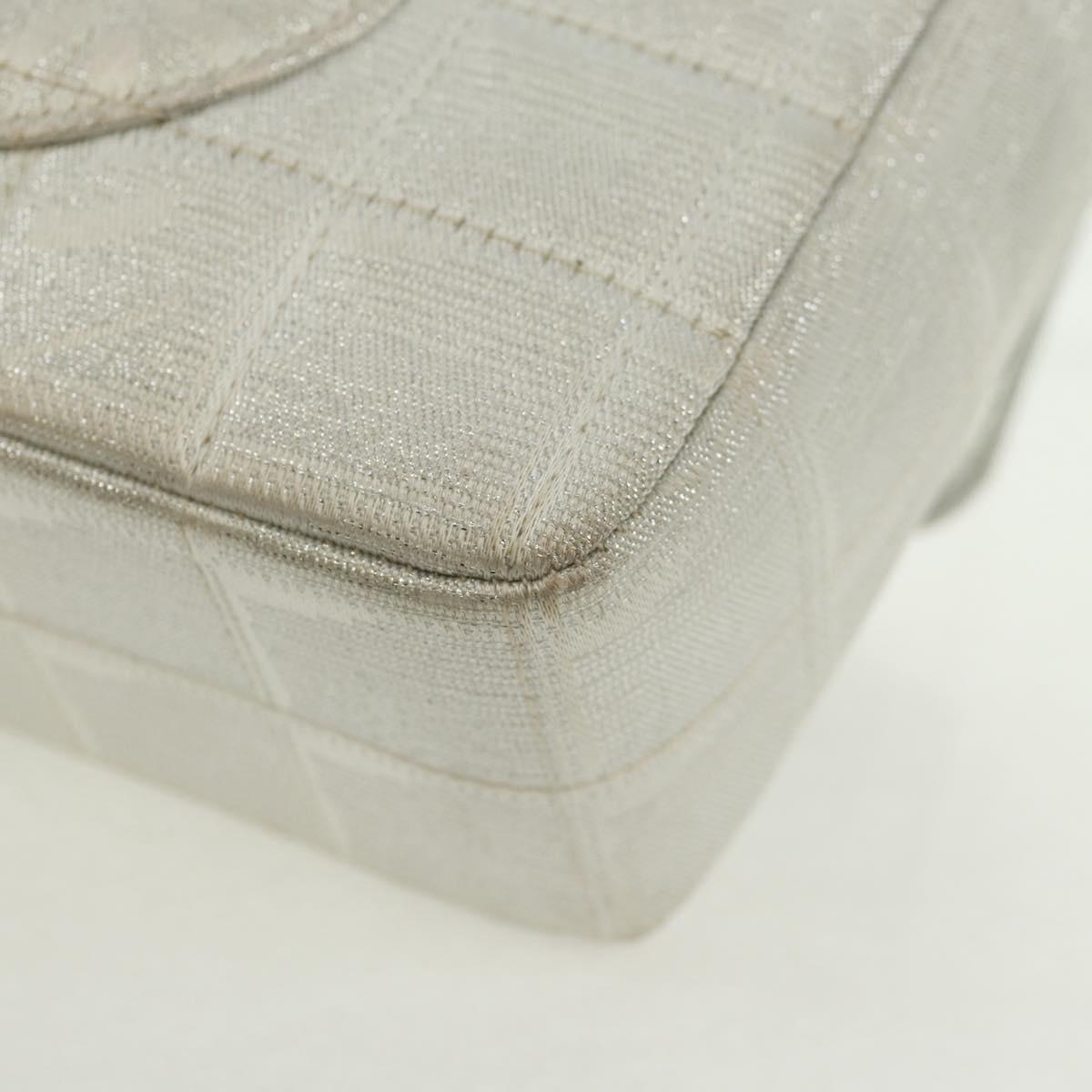 CHANEL New Travel line Choco Bar 25 Chain Bag Nylon Silver CC Auth 165427V