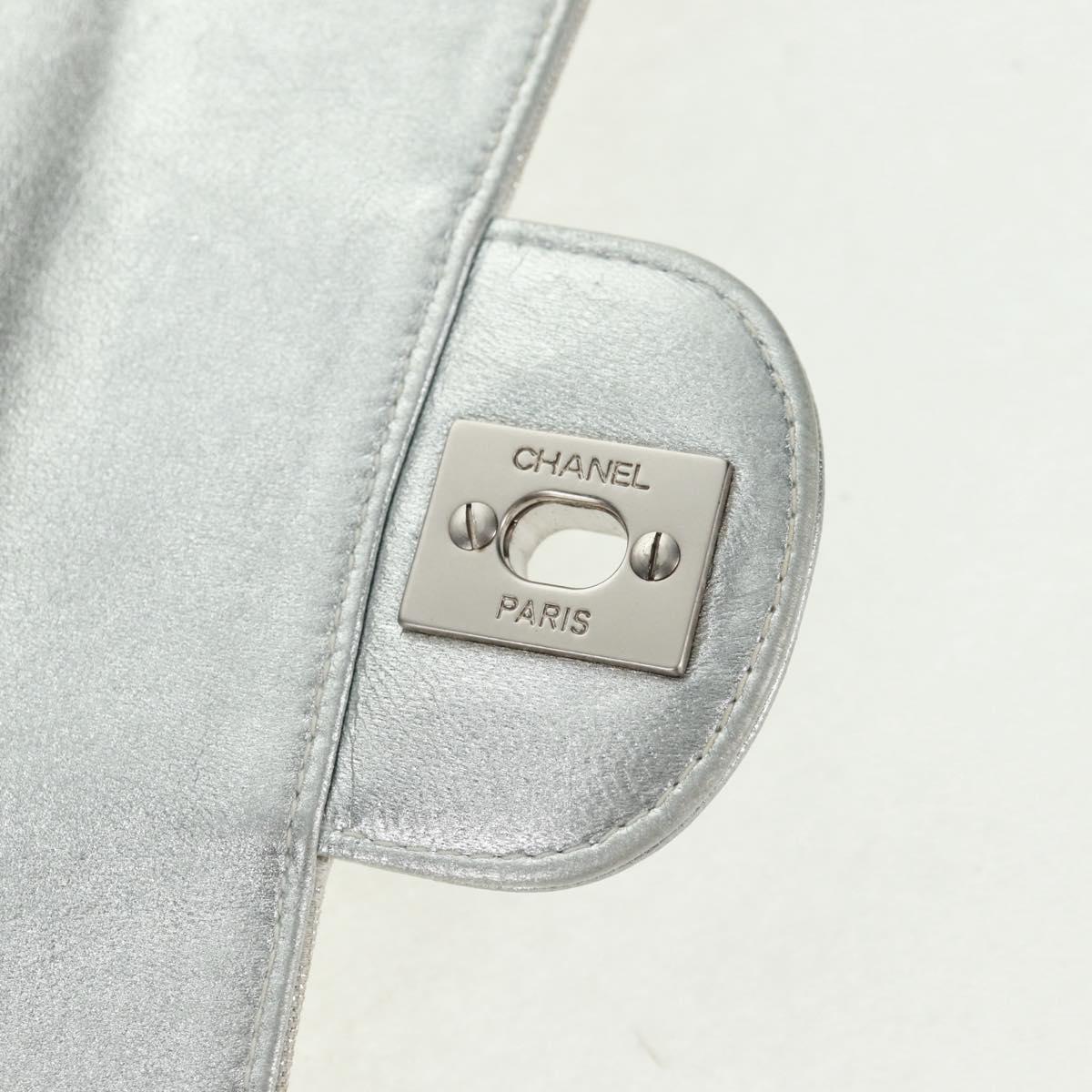 CHANEL New Travel line Choco Bar 25 Chain Bag Nylon Silver CC Auth 165427V