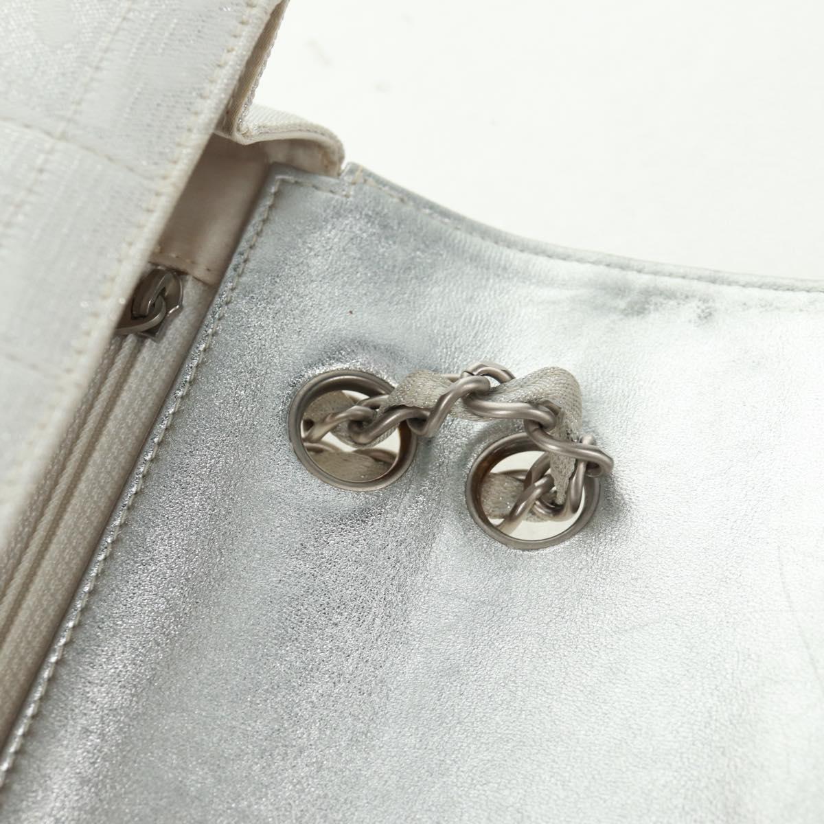 CHANEL New Travel line Choco Bar 25 Chain Bag Nylon Silver CC Auth 165427V