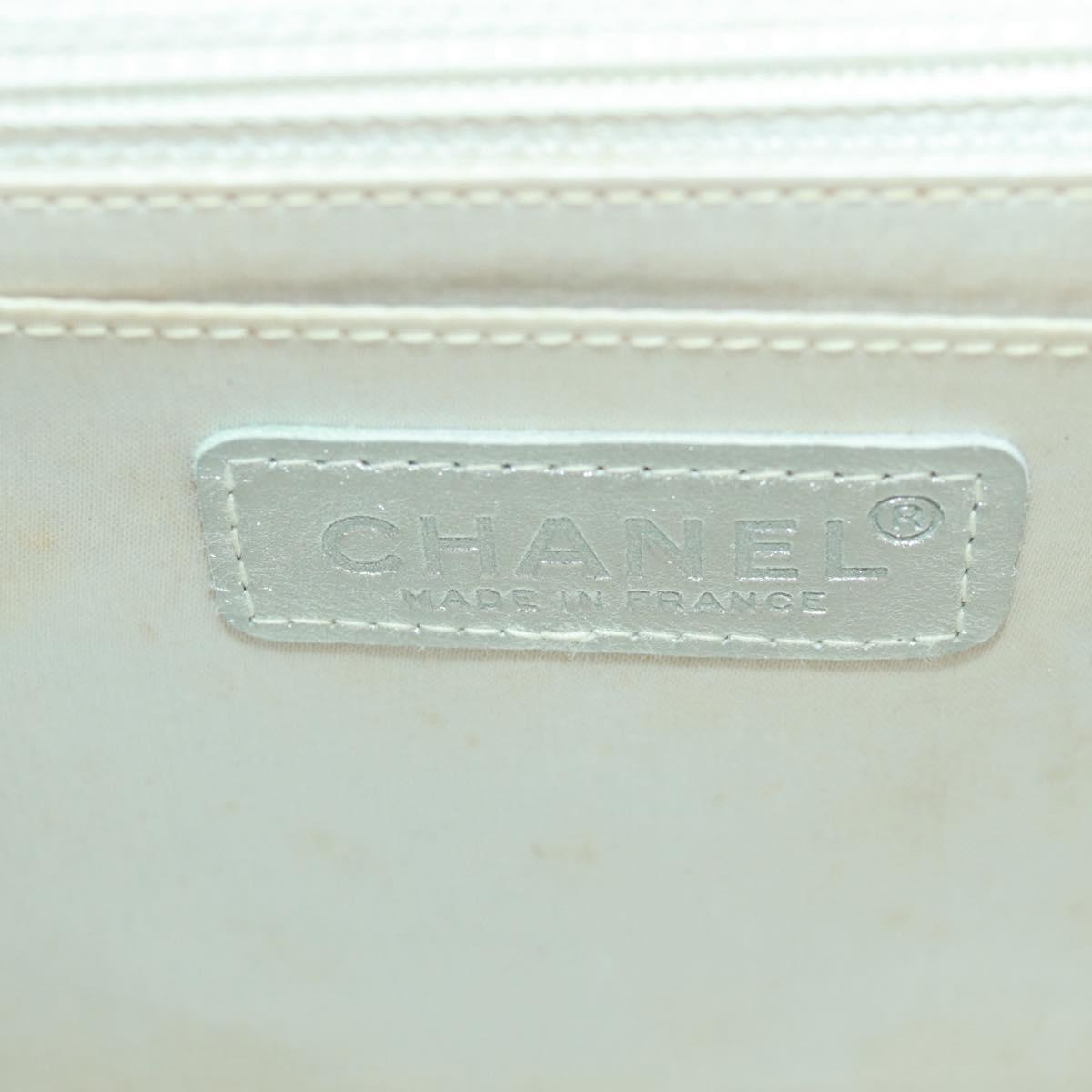 CHANEL New Travel line Choco Bar 25 Chain Bag Nylon Silver CC Auth 165427V
