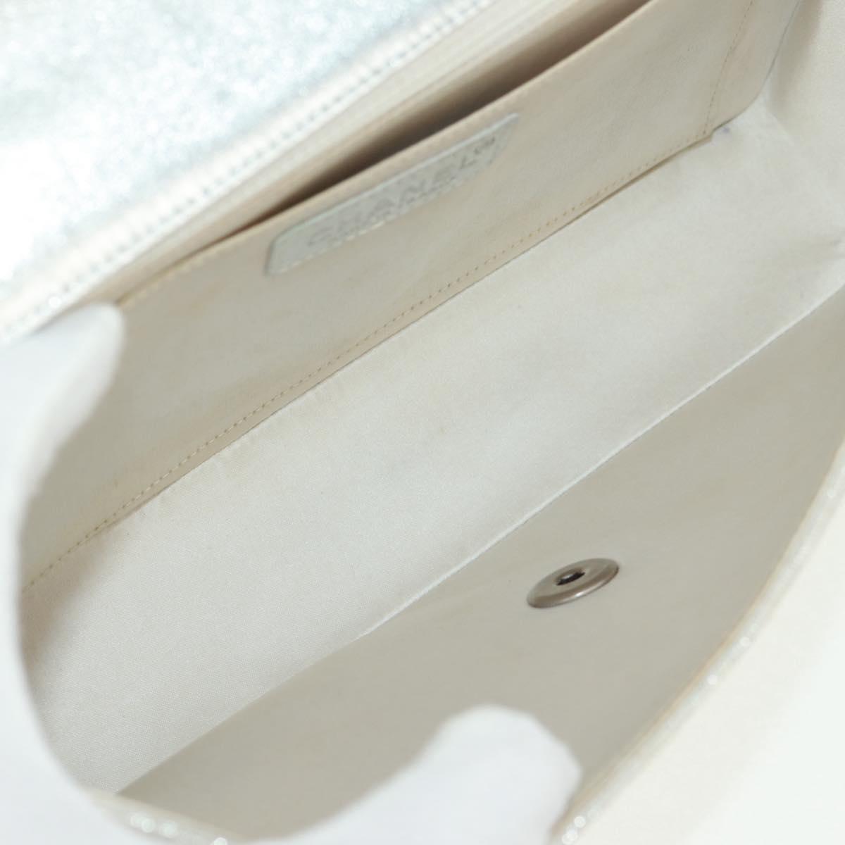 CHANEL New Travel line Choco Bar 25 Chain Bag Nylon Silver CC Auth 165427V