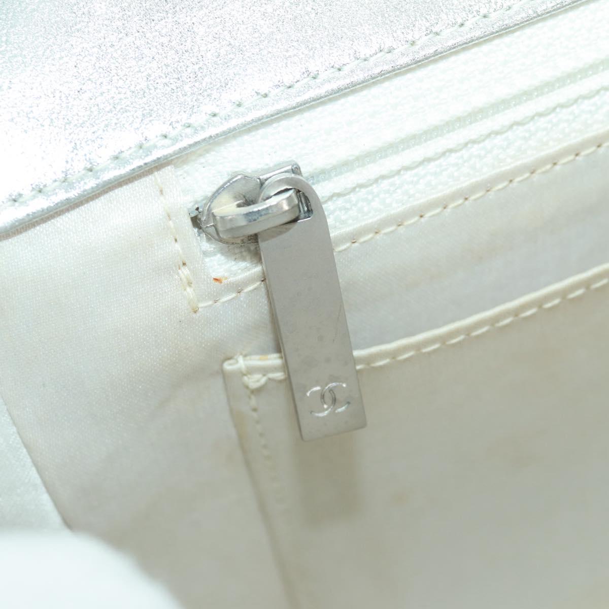 CHANEL New Travel line Choco Bar 25 Chain Bag Nylon Silver CC Auth 165427V