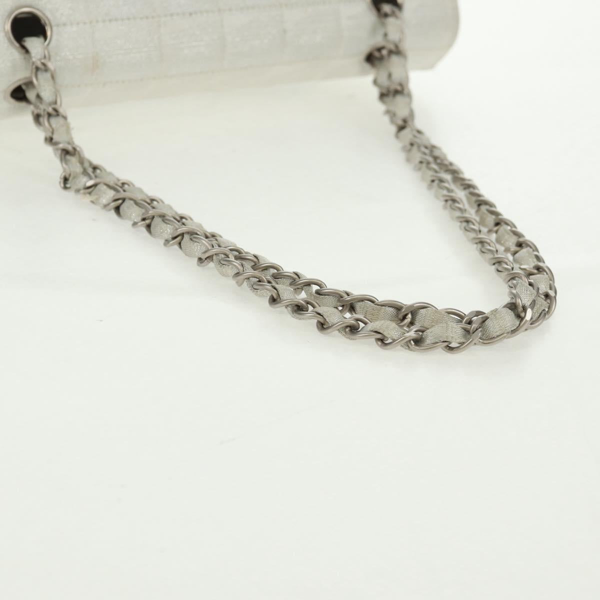 CHANEL New Travel line Choco Bar 25 Chain Bag Nylon Silver CC Auth 165427V