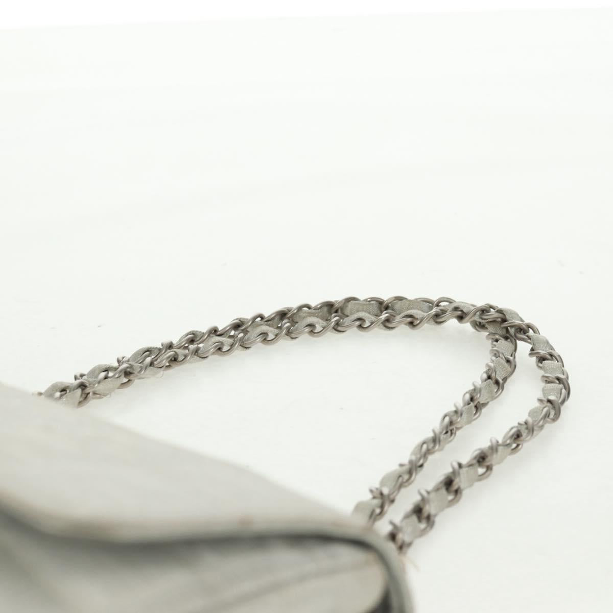 CHANEL New Travel line Choco Bar 25 Chain Bag Nylon Silver CC Auth 165427V