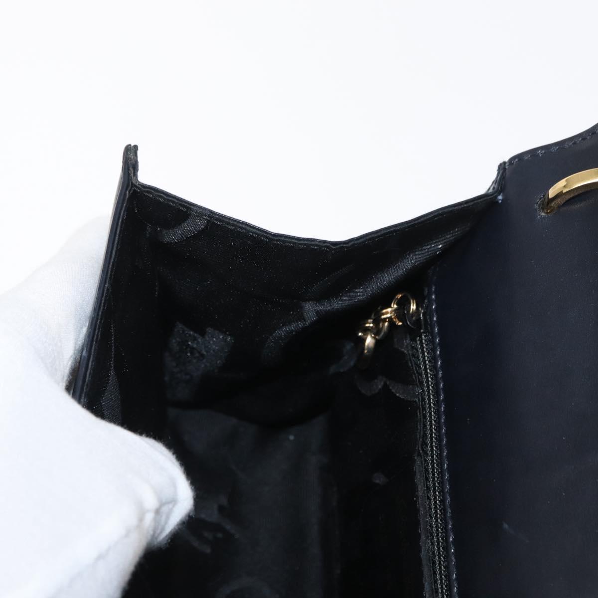 Salvatore Ferragamo Gancini Shoulder Bag Leather Navy Gold Auth 165428