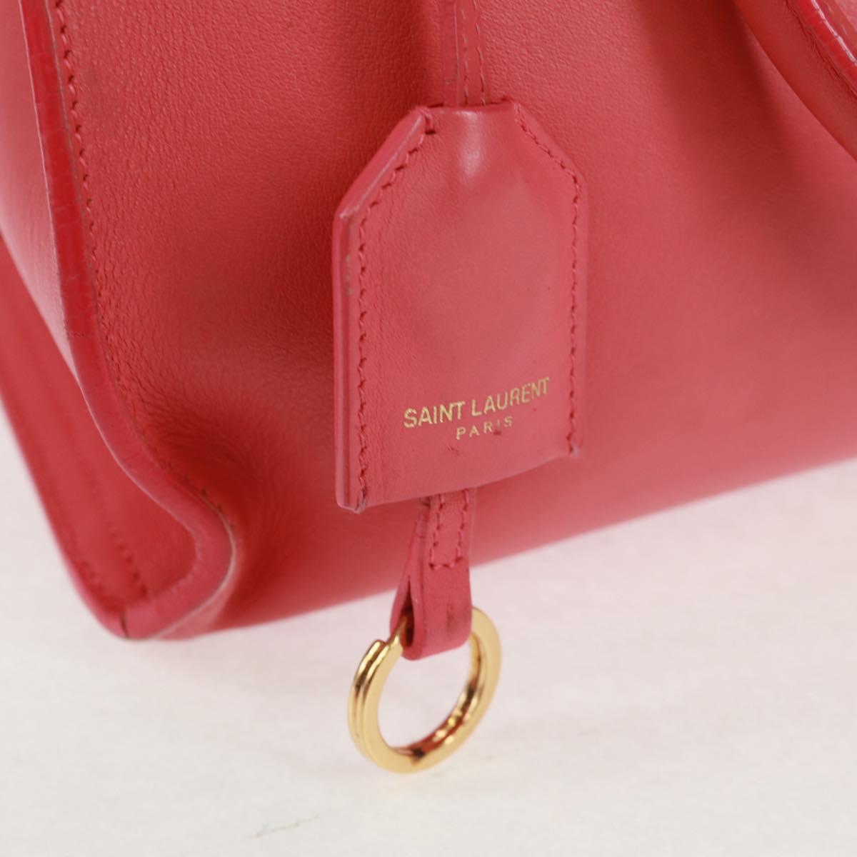 SAINT LAURENT Baby Cabas Hand Bag Leather 2way Gold Pink Auth 165430SAV