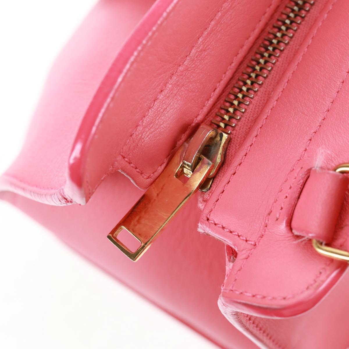 SAINT LAURENT Baby Cabas Hand Bag Leather 2way Gold Pink Auth 165430SAV