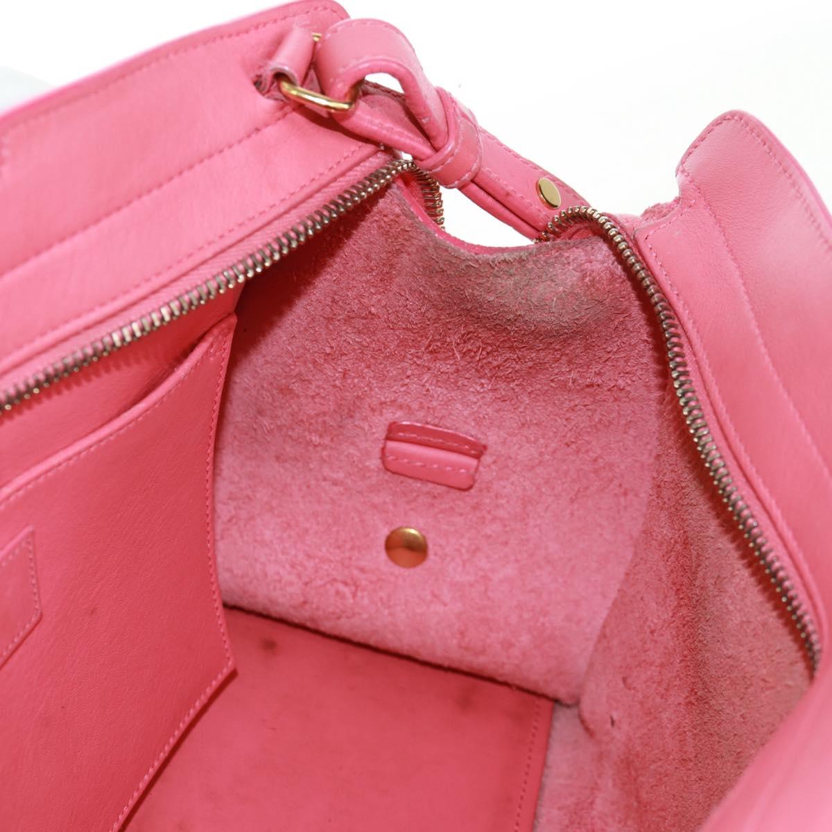 SAINT LAURENT Baby Cabas Hand Bag Leather 2way Gold Pink Auth 165430SAV