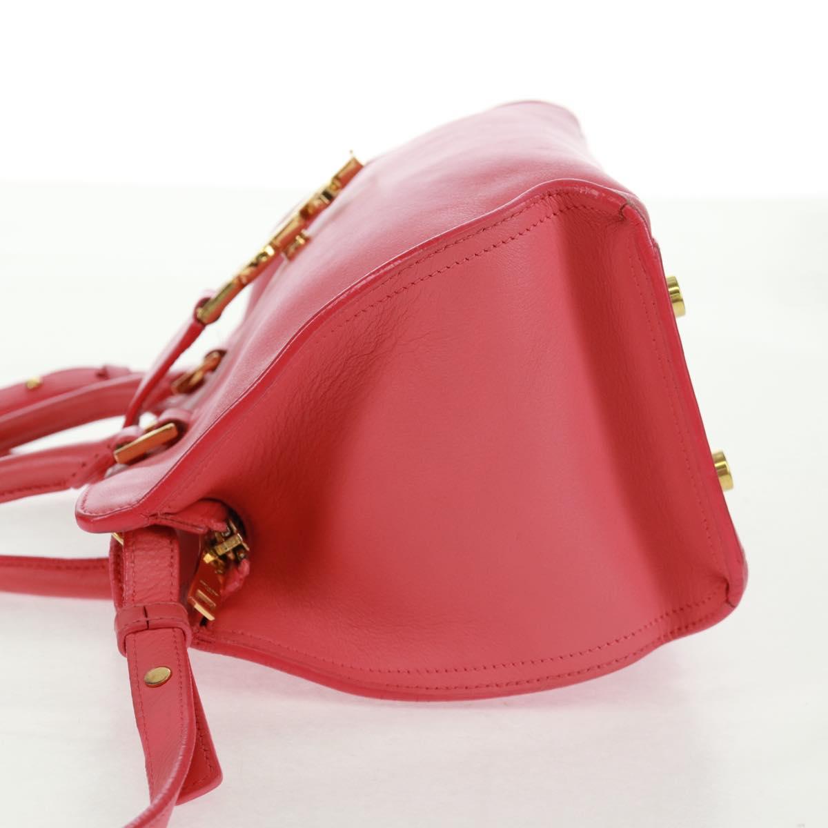 SAINT LAURENT Baby Cabas Hand Bag Leather 2way Gold Pink Auth 165430SAV