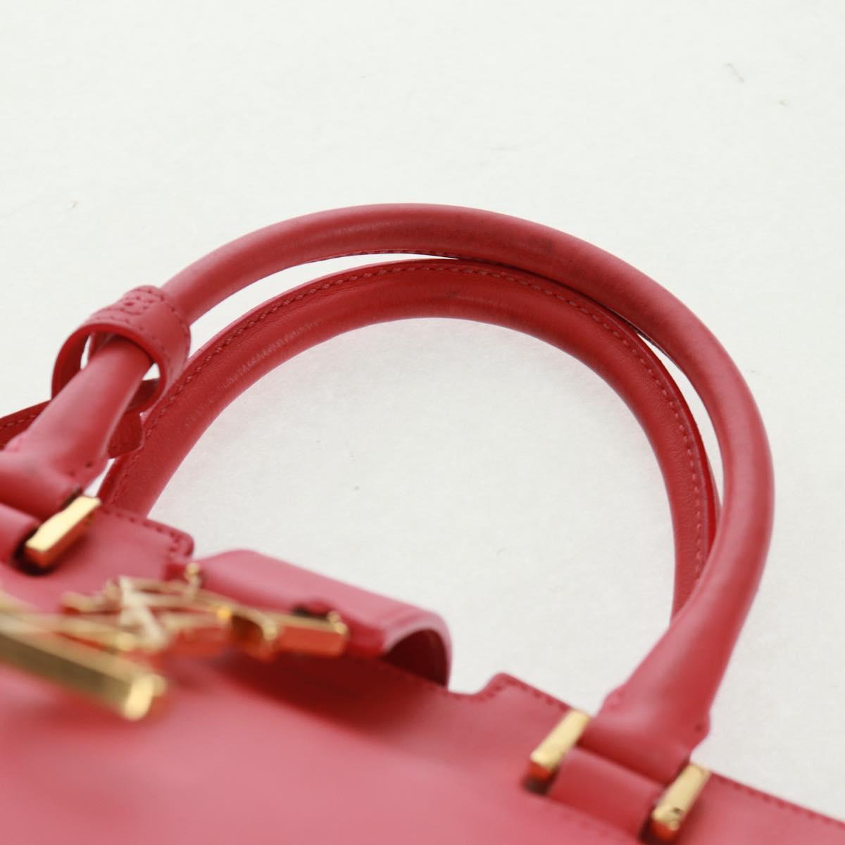 SAINT LAURENT Baby Cabas Hand Bag Leather 2way Gold Pink Auth 165430SAV
