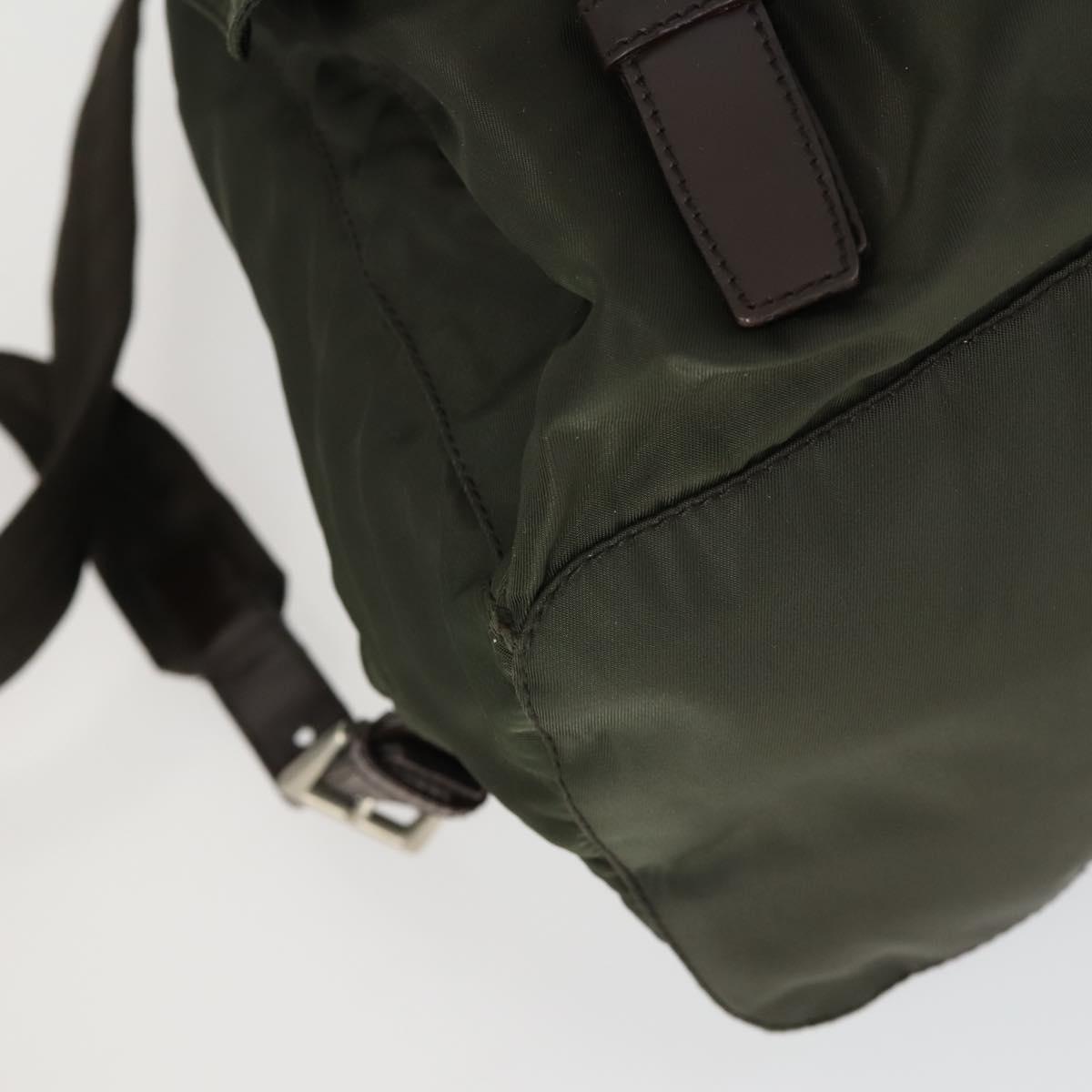PRADA Backpack Nylon Khaki Silver Auth 165432