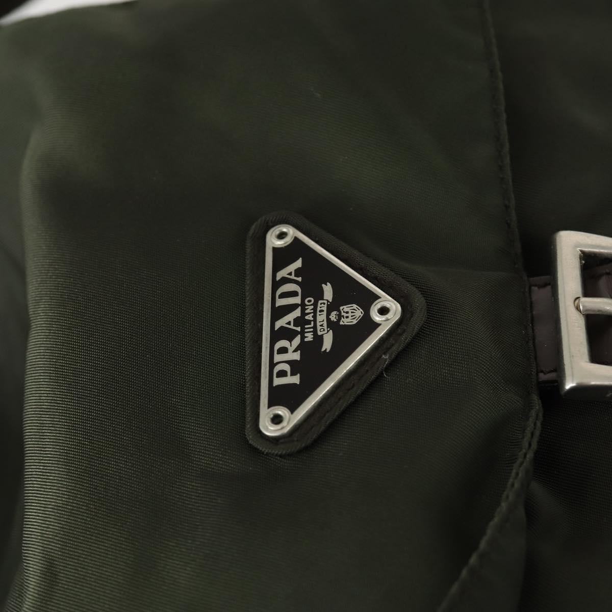 PRADA Backpack Nylon Khaki Silver Auth 165432