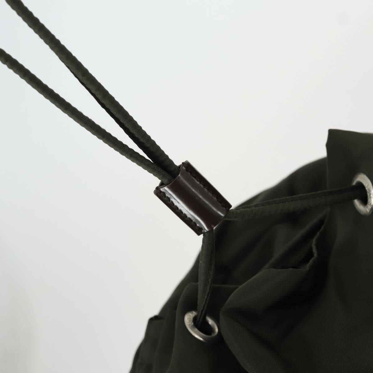 PRADA Backpack Nylon Khaki Silver Auth 165432