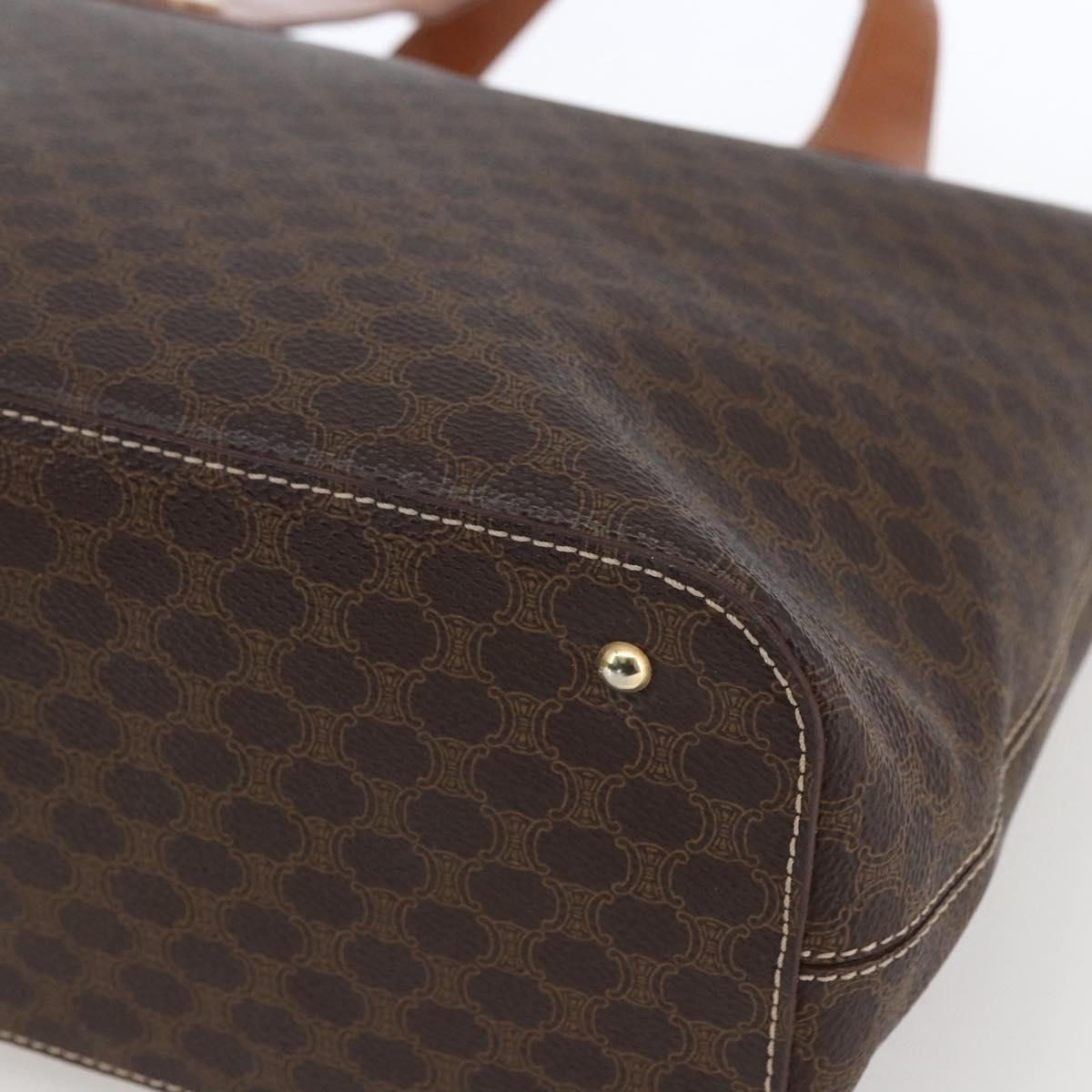 CELINE Macadam Canvas Hand Bag PVC Leather Brown Gold Auth 165448