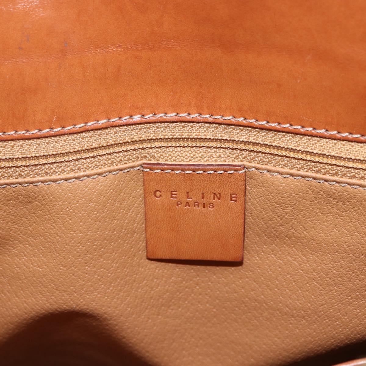 CELINE Macadam Canvas Hand Bag PVC Leather Brown Gold Auth 165448