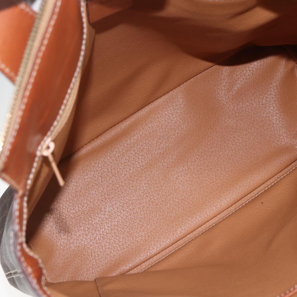 CELINE Macadam Canvas Hand Bag PVC Leather Brown Gold Auth 165448