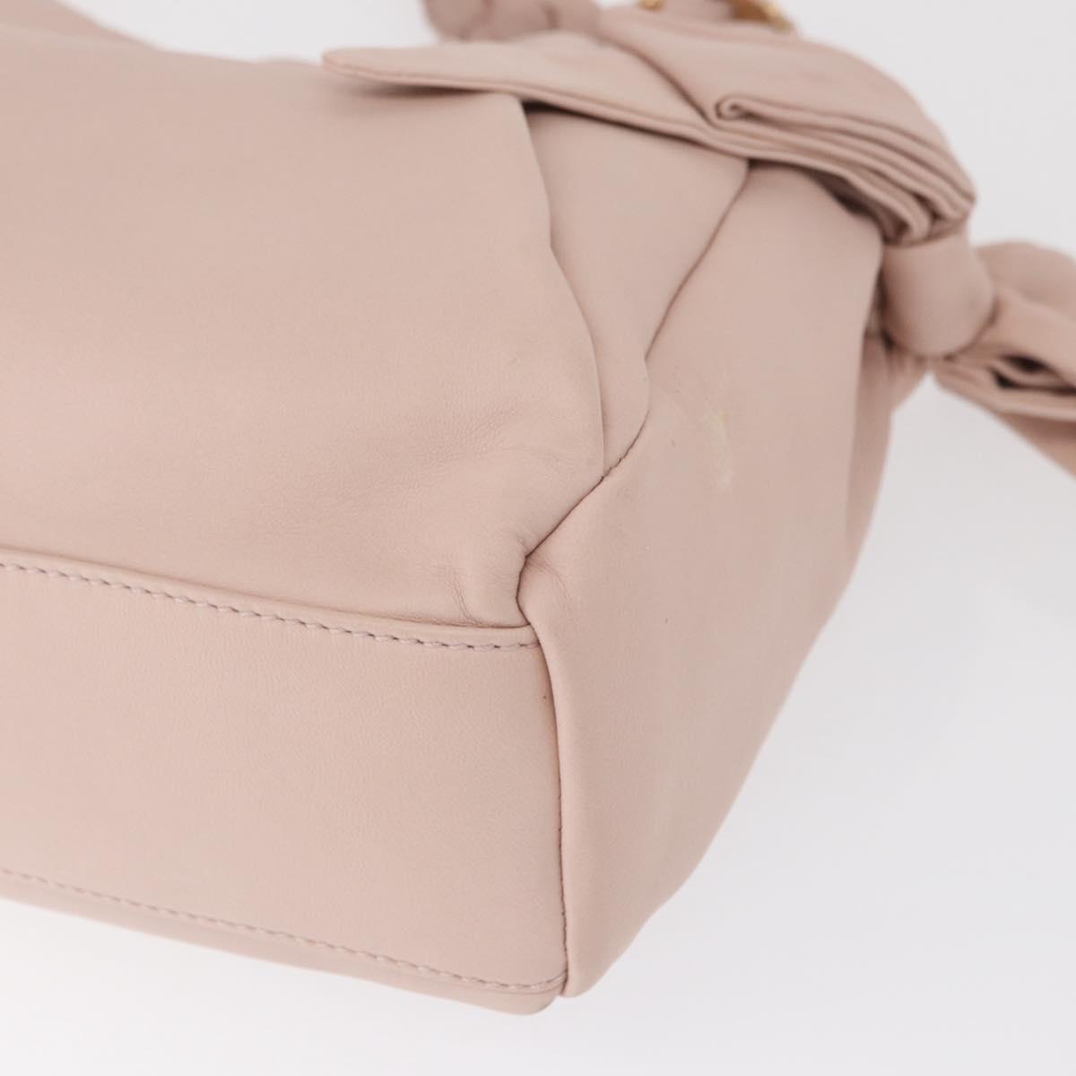Salvatore Ferragamo Vala Ribbon Shoulder Bag Leather Pink Gold Auth 165457