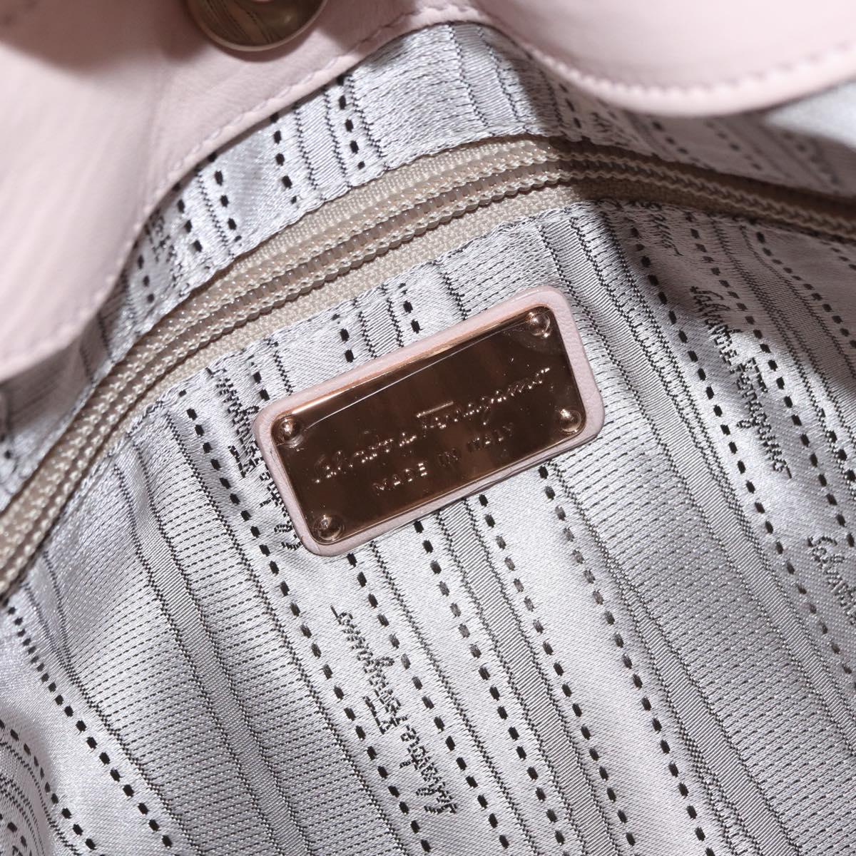 Salvatore Ferragamo Vala Ribbon Shoulder Bag Leather Pink Gold Auth 165457