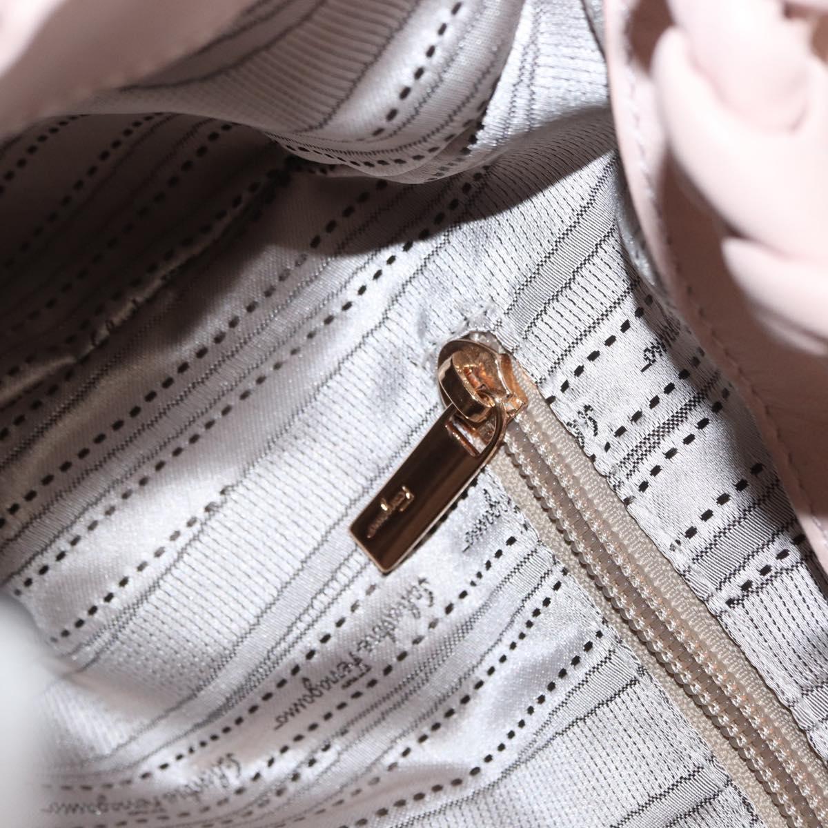Salvatore Ferragamo Vala Ribbon Shoulder Bag Leather Pink Gold Auth 165457