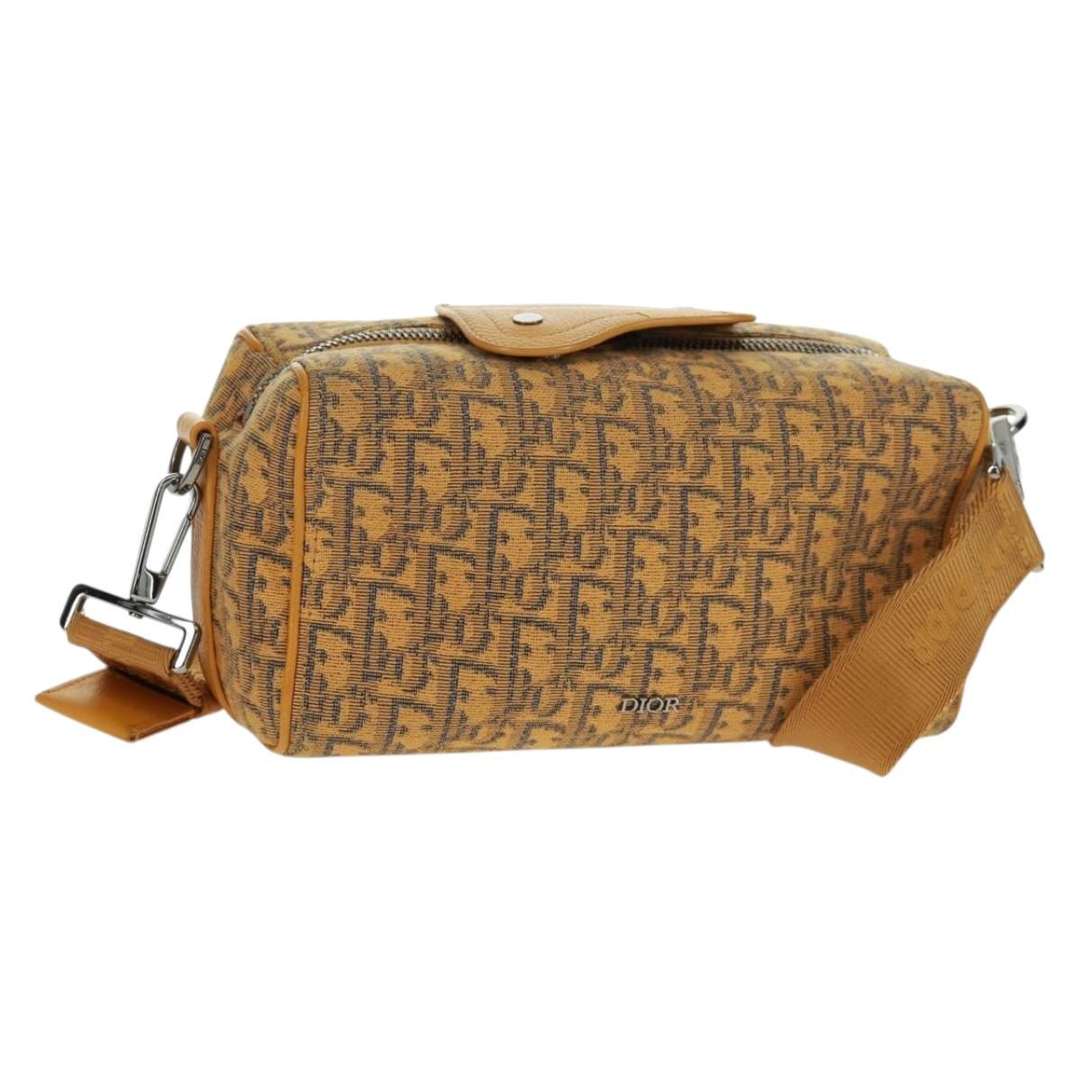 Christian Dior Trotter Canvas Saddle Oblique Dior Lanco Bag Yellow Auth 165473M