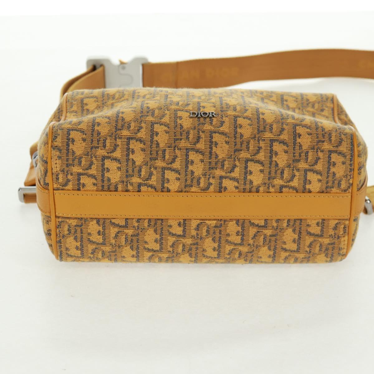 Christian Dior Trotter Canvas Saddle Oblique Dior Lanco Bag Yellow Auth 165473M