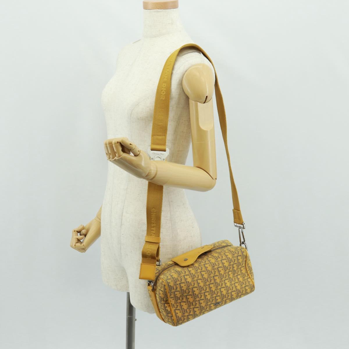 Christian Dior Trotter Canvas Saddle Oblique Dior Lanco Bag Yellow Auth 165473M